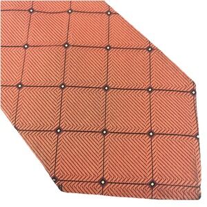 Joseph‎ & Lyman Made For Bloomingdale's Silk Tie Orange Geometric Woven Pattern
